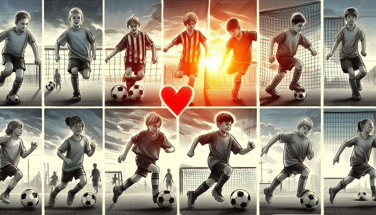 Kids at camp playing soccer
